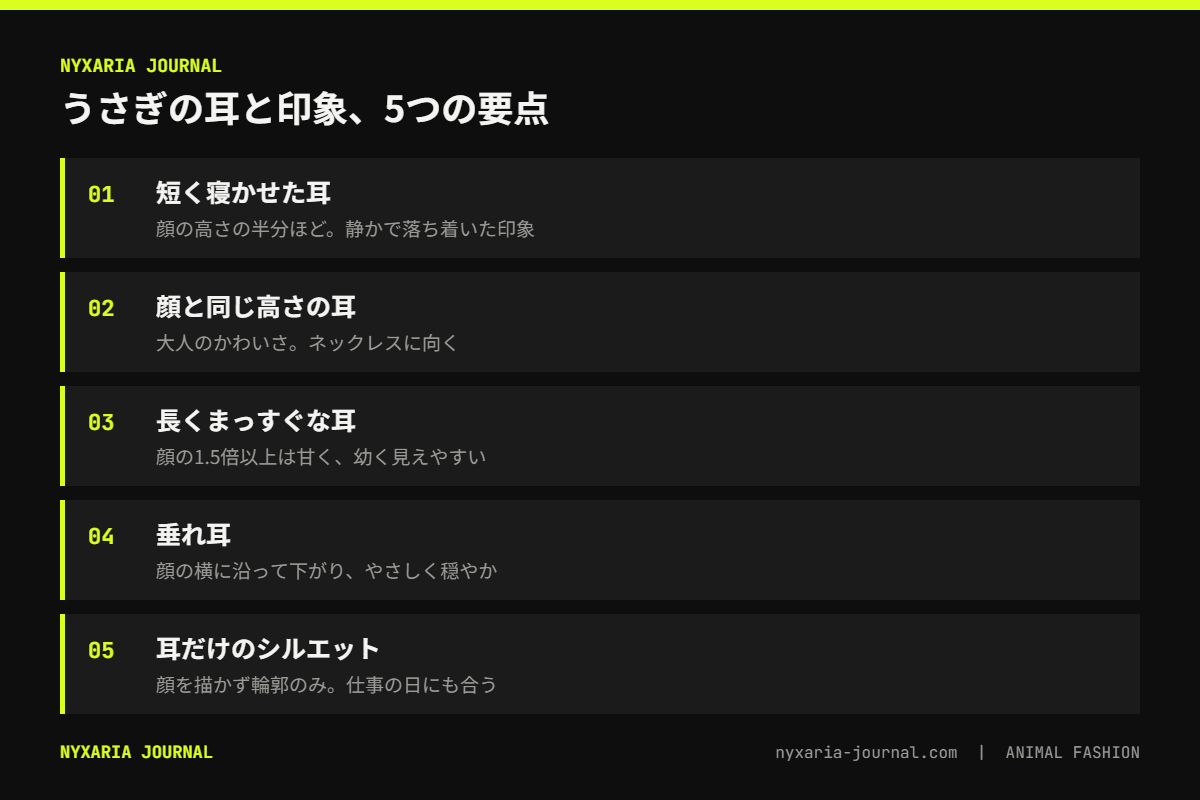 うさぎモチーフの耳の長さと印象の要点｜短い耳は静か・長い耳は甘い